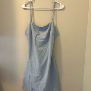 Blue mini dress with open back